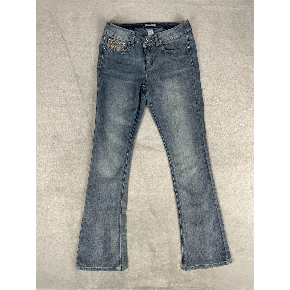 Mudd Skinny Boot Cut Jeans Juniors Size 9 Denim Jean Bling Pockets‎ Gem Accents